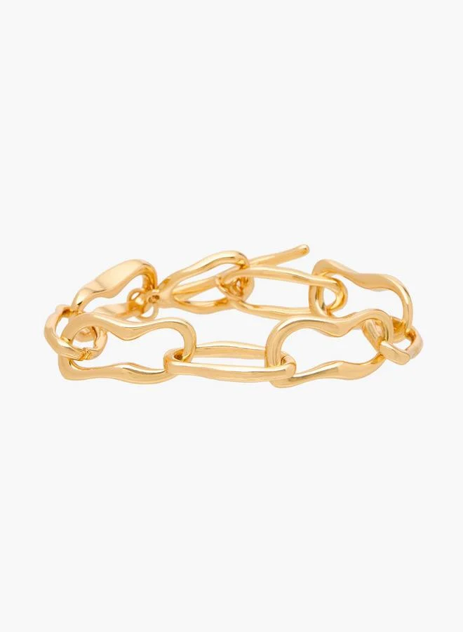Flora Bella By Shoexpress Metallic Chain Bracelet - Set Of 2